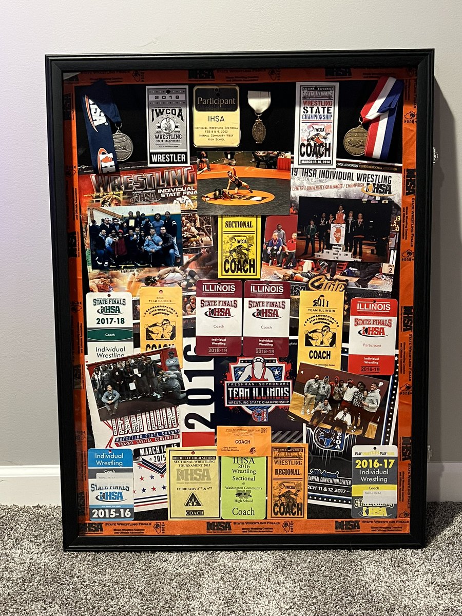 Getting crafty on a Saturday night 😎 framing some big moments from <a href="/FHFcoachMAC/">Coach Shaun McGinnes</a> time coaching to hang in his new office 🦁