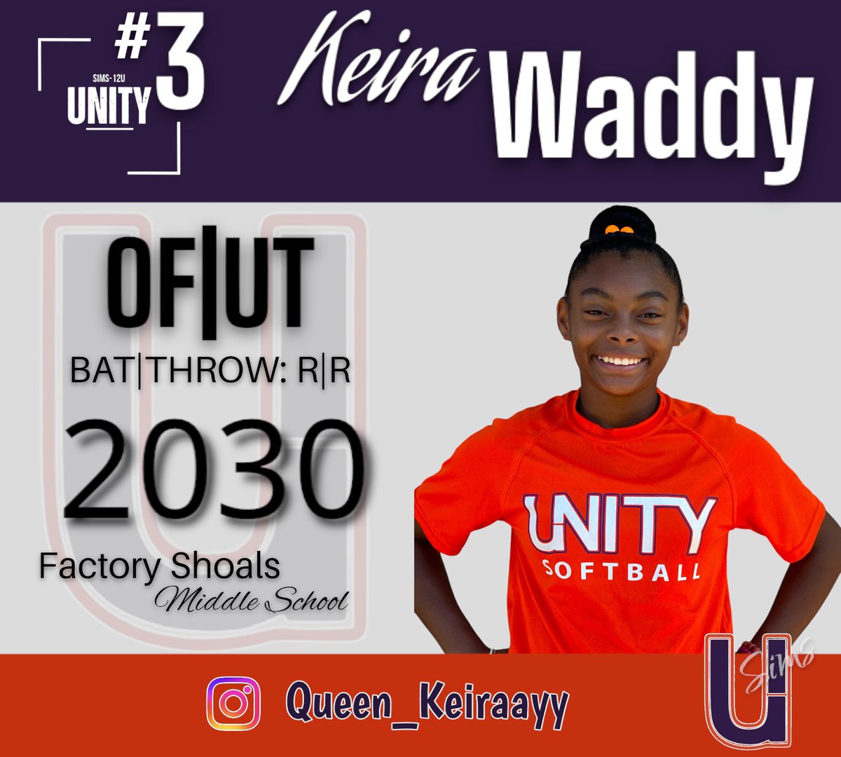 USims2k11's tweet photo. Meet 3 KeKe Keira. Her speed aides her 2 lock down RF. She is a member of the OF Trilogy. Shutting down all balls hit her way. U may find Urself being thrown out @ 1st if U don’t make it Ur business 2 get 2 the bag. Keira share a fun fact about you… “I’m an outstanding gymnast” https://t.co/M6eeNjYchH