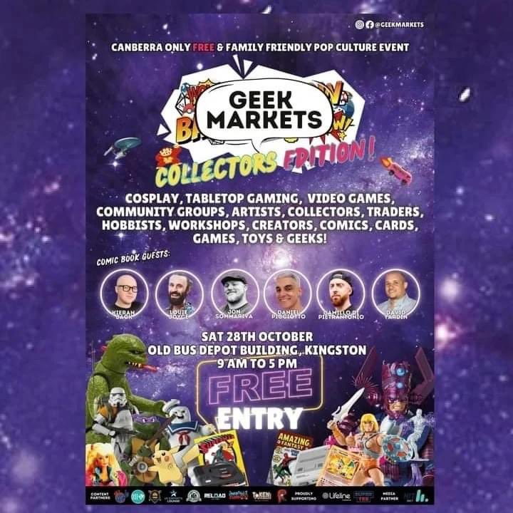 Hey ya’ll. I’ll be visiting the nations capital next week for the Canberra Geek Markets! There’ll be a load of talent there including @sommariva @davidyardin @instacam_illo @keiranwoods @louiejoyce and a bunch of other artists and goodies to check out!
#geekmarkets #comiccon