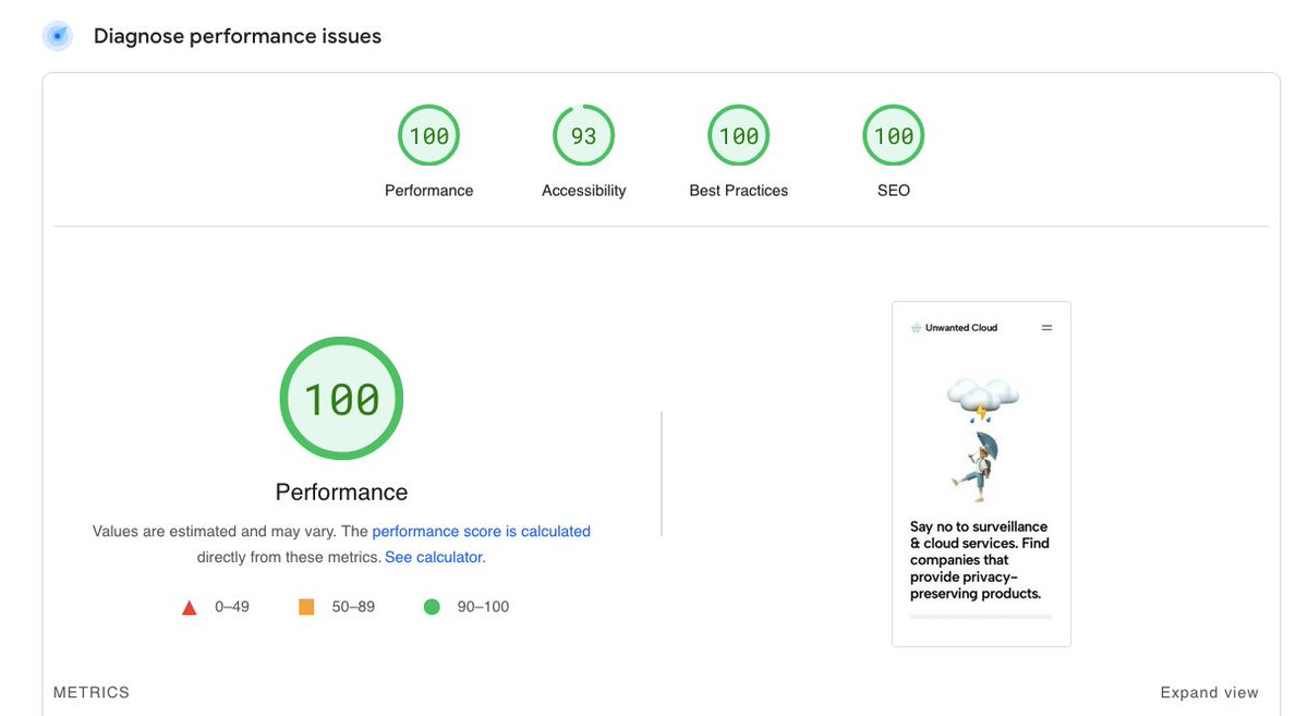 A persistent myth is that #WordPress sites have bad Page Speed scores. While this was a problem with low quality multipurpose theme that indiscriminately loaded JavaScript, modern Full Site Editing themes barely load any JS, meaning anyone can get a solid 100% performance score.