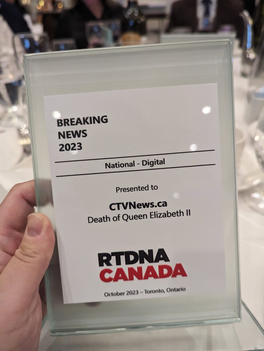 Congratulations to <a href="/CTVNews/">CTV News</a>' digital team for its <a href="/RTDNA_Canada/">RTDNA_Canada</a>  breaking news award for coverage of the death of Queen Elizabeth II.