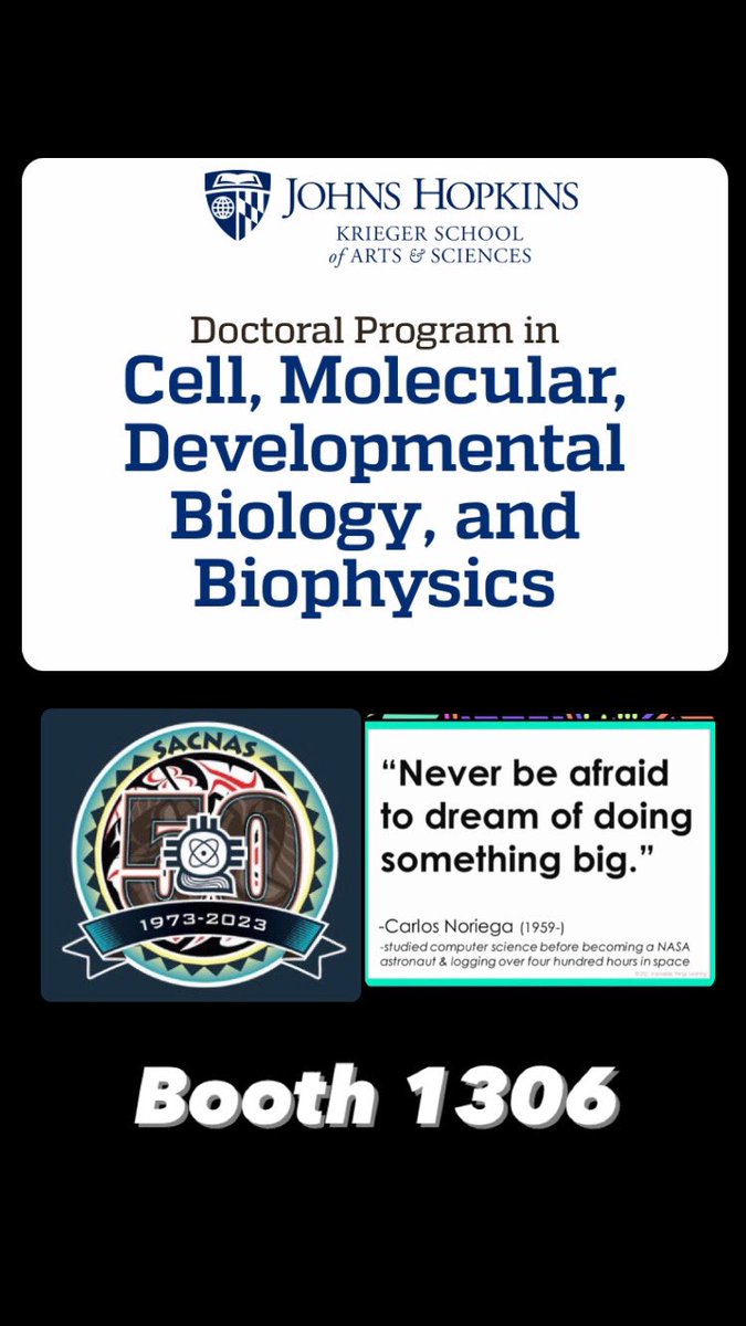 ErinJimenezPhD's tweet image. I was an undergrad for my 1st SACNAS and now, after 15 years, I’m heading back as a PI. 
Come find me @HopkinsCMDB booth 1306 or at the poster sessions!