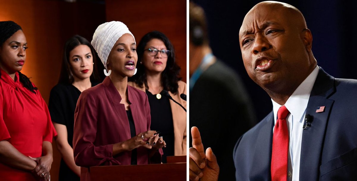 BREAKING REPORT: Tim Scotts calls for the IMMEDIATE EXPULSION OF 4 HOUSE MEMBERS following multiple actions that many have labeled as SUPPORT for terrorism. Rashida Tlaib Pramila Jayapal Ilhan Omar Alexandria Ocasio-Cortez Do you SUPPORT this decision?