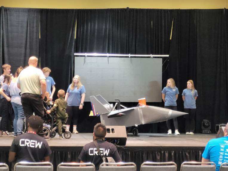 Design Academy Product Design students reveal the Top Gun Maverick Halloween costume for Lucas at Planet Anime at Bartle Hall as part of the Walkin &amp; Rollin group.