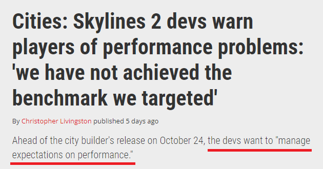 Cities: Skylines 2 Performance Has not achieved the