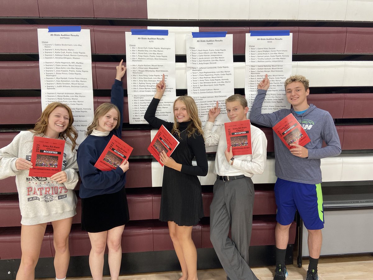 wdfinearts's tweet photo. Congrats to our 2023 All State Chorus members!! Liz, Maddy, Maggie, Gil, &amp; Zach!! 
@wdfinearts @WestDelInklings  @WDspirit_squad @WDStudentCo https://t.co/4FRRts4pNU