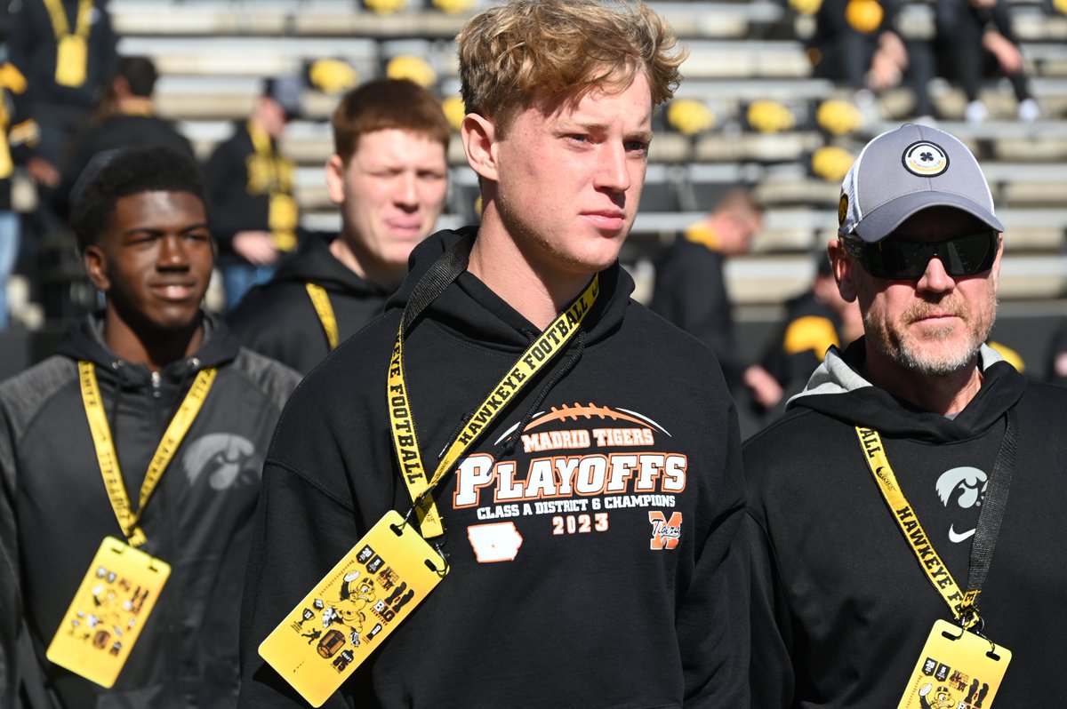 Madrid 2024 TE/LB Jake Leonard at Kinnick Stadium today bit.ly/3Q9GqR5