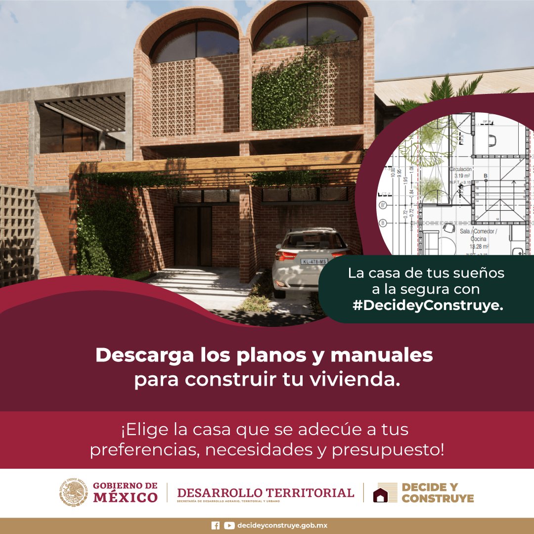 SEDATU_mx's tweet photo. Si planeas construir tu casa pero no sabes cómo empezar, ¡esta información es para ti!

Entra a https://t.co/ATtim2h7Yp y conoce planos, manuales, videos con consejos y otras herramientas que te ayudarán a hacer realidad tu hogar.

#ViviendaAdecuada https://t.co/dfnEG5TeD0