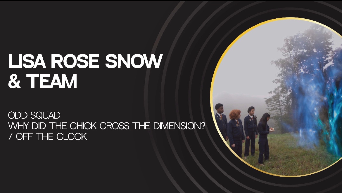 It’s a tie! The first winner of Outstanding Directorial Achievement in Family Series is @lisarosesnow and Team – @OddSquadPBS, Why Did The Chick Cross The Dimension? / Off The Clock. #DGCAwards #DGCTalent