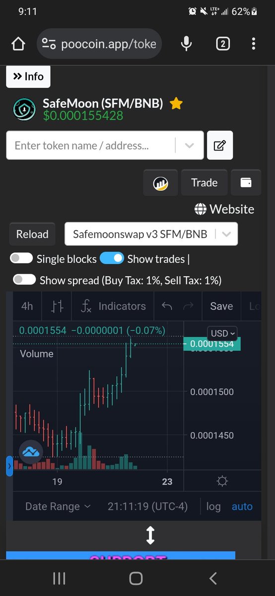 Thetibbs3's tweet image. #Safemoon getting close to next resistance level .0001560 wonder if it can break through.