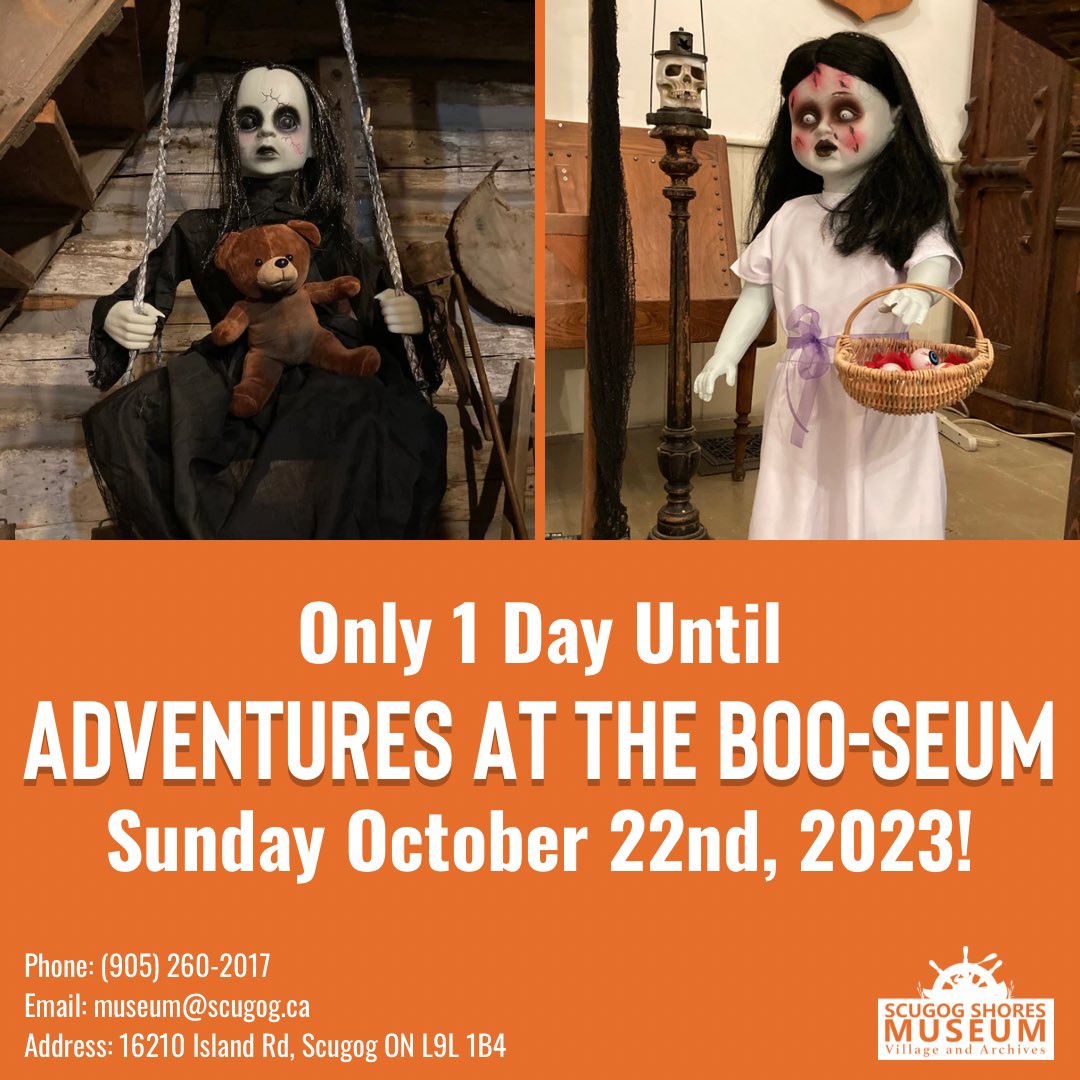 Rain or shine, Adventures at the Boo-seum is happening tomorrow! We look forward to seeing you there.

#adventuresatthebooseum #scugogshoresmuseum #townshipofscugog #familyfun #halloweenfun