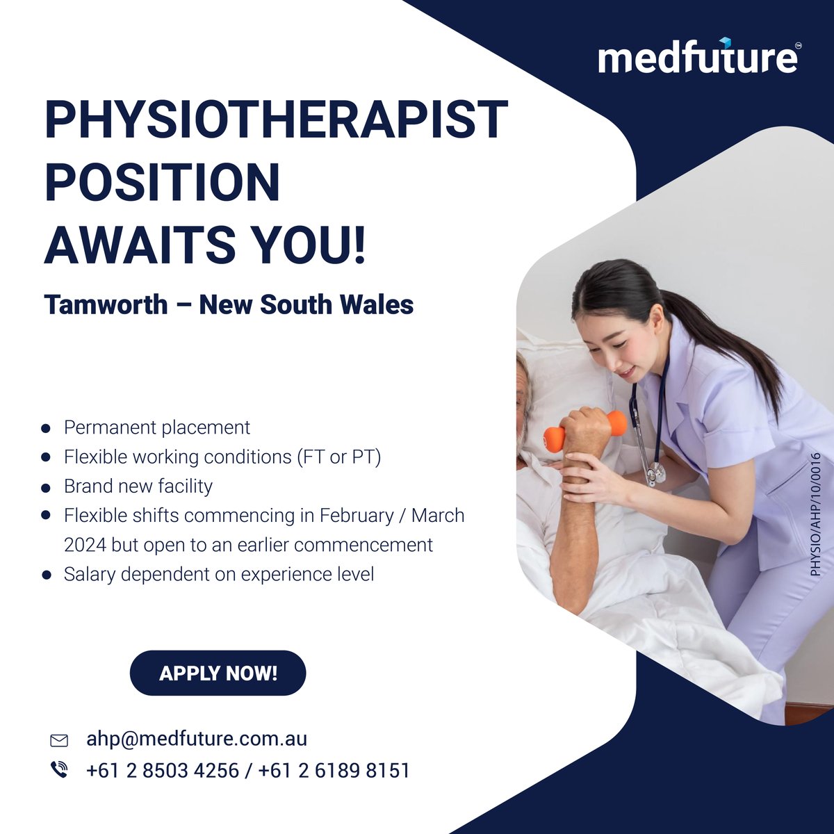 #Physiotherapist vacancies are available in #NewSouthWales. Discover the latest medical and healthcare professional job vacancies found in Australia & New Zealand when you subscribe with #Medfuture.

Apply Link - medfuture.com.au/job/permanent

#PhysiotherapistJobs #NSWJobs #MedJobs