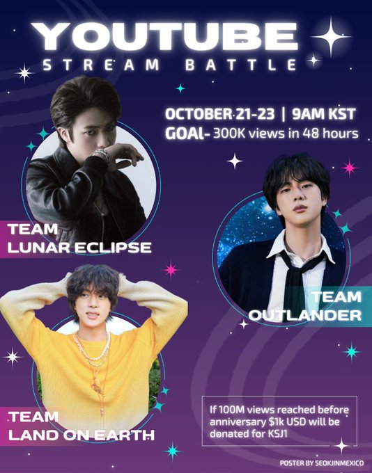 NaverForJin's tweet photo. ⚔️ Are you ready for the day 2 of our Youtube Streaming Battle? 👨🚀
→ Pick the playlist of your team and stream!!
#TeamLunarEclipse
➡️ https://t.co/9S7JXz2JMz
#TeamOutlander
➡️https://t.co/6pN2CRm5vm
#TeamLandOnEarth
➡️ https://t.co/4u2SlujP1K https://t.co/jIdLP7GBoy