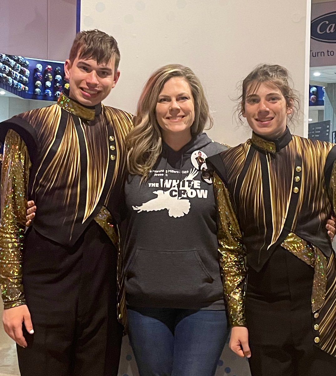 MsJ0920's tweet photo. So proud of my boys and the entire Noblesville Marching Millers!  It’s been an amazing day❤️—first time in school history as a BOA Super Regional Finalist and second time qualifying for State Finals! 🖤💛 https://t.co/J4sd9R3HJE