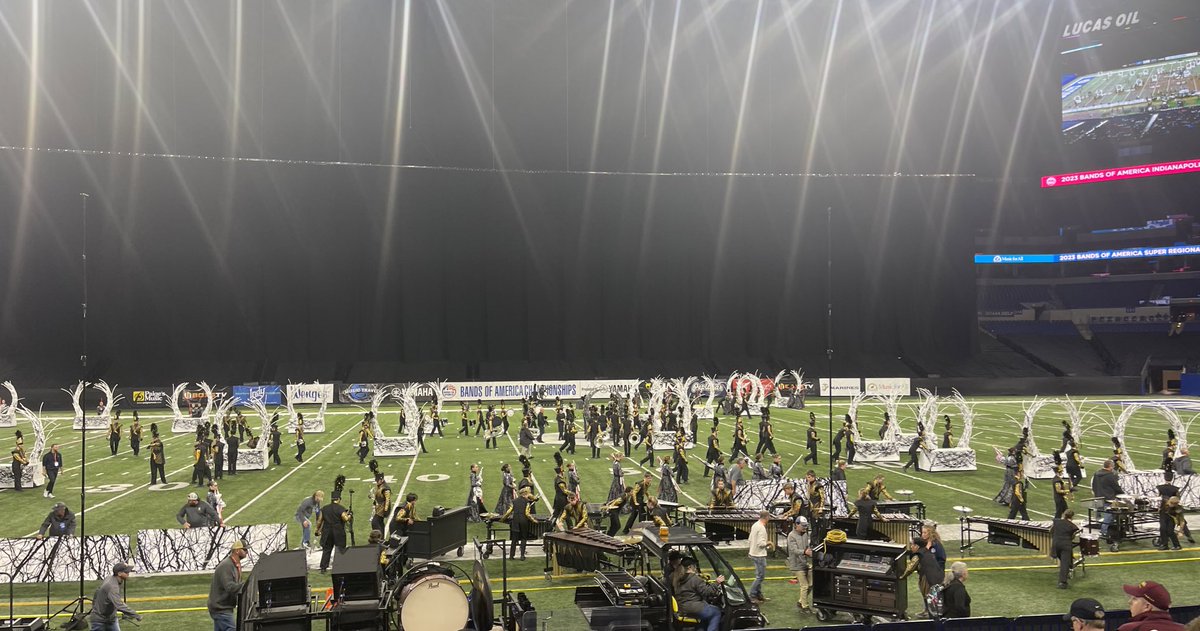 MsJ0920's tweet photo. So proud of my boys and the entire Noblesville Marching Millers!  It’s been an amazing day❤️—first time in school history as a BOA Super Regional Finalist and second time qualifying for State Finals! 🖤💛 https://t.co/J4sd9R3HJE