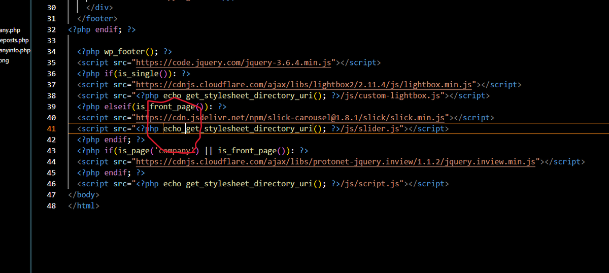 MISO11281's tweet photo. footer.phpのjavascriptのファイルを表示させるコードに打ち間違いがあったのが原因でした。
トップページの画像はjavascriptの���ラスが含まれていたため全ての画像に打ち間違いの影響がでてしまったようです。 https://t.co/lrEx0164Zg