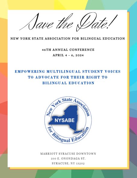 Save the date for the 46th annual NYSABE Conference- April 4-6, 2024 in Syracuse! Stay tuned for details. #nysabe2024