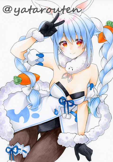 「こんぺこ!こんぺこ!こんぺこー!!」今日もよろしくぺこ～#手描きイラスト #コピックイラスト#コピック#ホロライブ #兎田ぺこら #ぺこらーと 