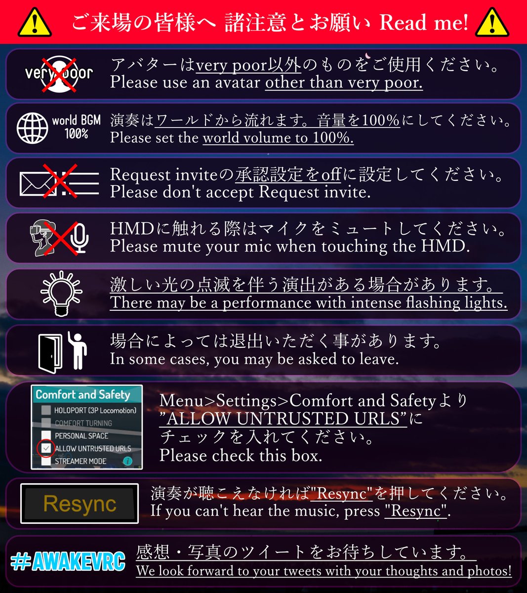 AWAKEVRC's tweet image. 【🎉開催告知🎉】  
本日10/22から  21:00OPEN    

✨✨バーチャルライブマガジン第2号✨✨

こちらが当ライブハウス 
AWAKEにて行われます🥰‼️

今回も新進気鋭のメンバーが
皆さんを待ってます😎👍‼️
#Alternoise #LAUTRIV #バチャマガ #AWAKEVRC #バーチャルライブマガジン
🔶詳しくは引用元を🔶