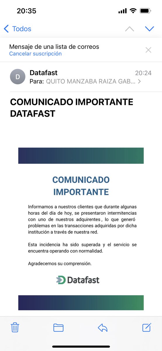 RaizaGQM's tweet image. Qué bueno que fue superado un sábado 20h30. ¡Oportuno!
Todo el día escribiéndoles a soporte, y no pudieron informar eso. ¡El problema de que haya un oligopolio! Casi monopolio! 
Detesto #Datafast