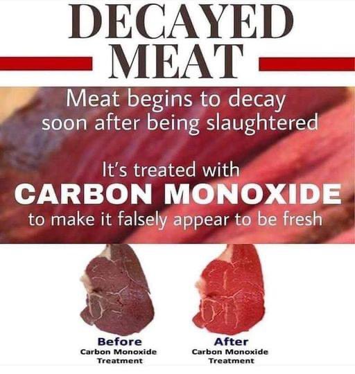 Denielle425's tweet image. Did you know? 😬 

The use of CO for meat and seafood packaging is not allowed in most countries due to the potential toxic effect, and its use is controversial in some countries, yet the US still allows it.