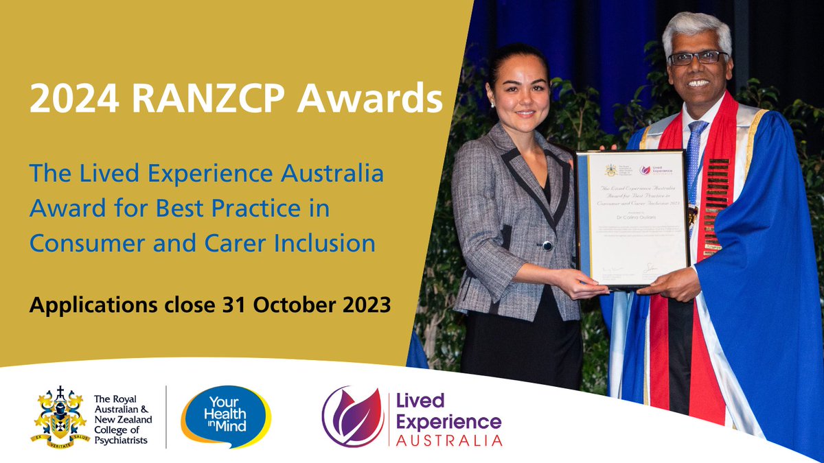 Entering the <a href="/LivedExpAust/">Lived Experience Australia</a> Award is simple – #RANZCPtrainees, complete all 5 Collaboration, Communication &amp; Cooperation between Health Professionals modules in Learnit + a 500 word reflection by 31 Oct and you’re in with a chance to win $1000 #RANZCPawards ow.ly/wObS50PYS31