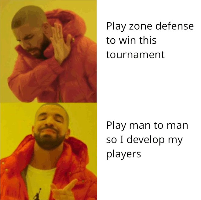 While you are developing your players, resist the temptation to short cut the development process by playing junk defenses. Zone defenses have their place in basketball, but relying on them too early for success denies the players an opportunity to grow and learn. The zone