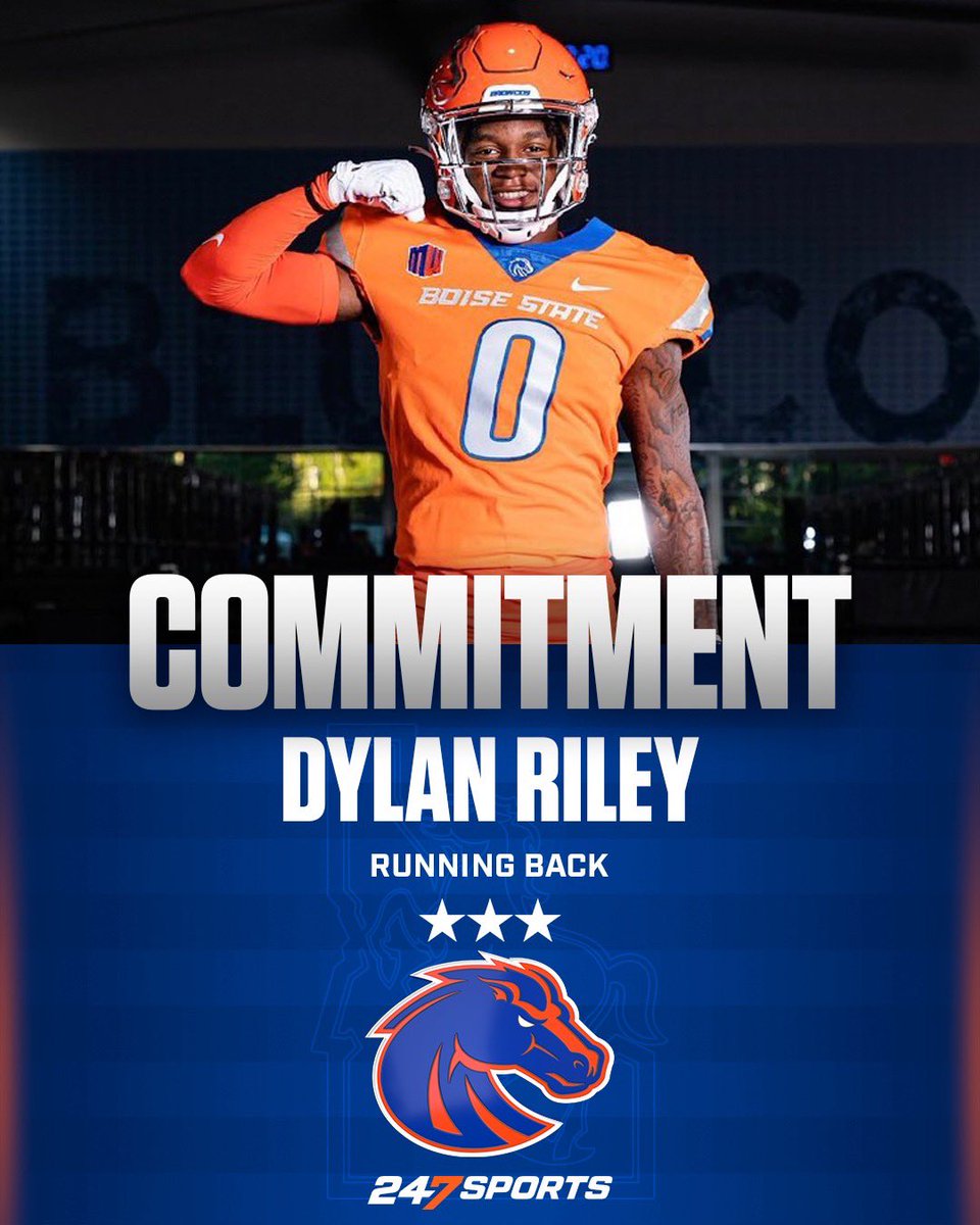 GregBiggins's tweet photo. BREAKING: Moreno Valley (Calif.) Rancho Verde RB Dylan Riley has committed to #BoiseState and breaks down why he chose the #Broncos https://t.co/X0kHRZlXwx https://t.co/ngT5MEKmE5