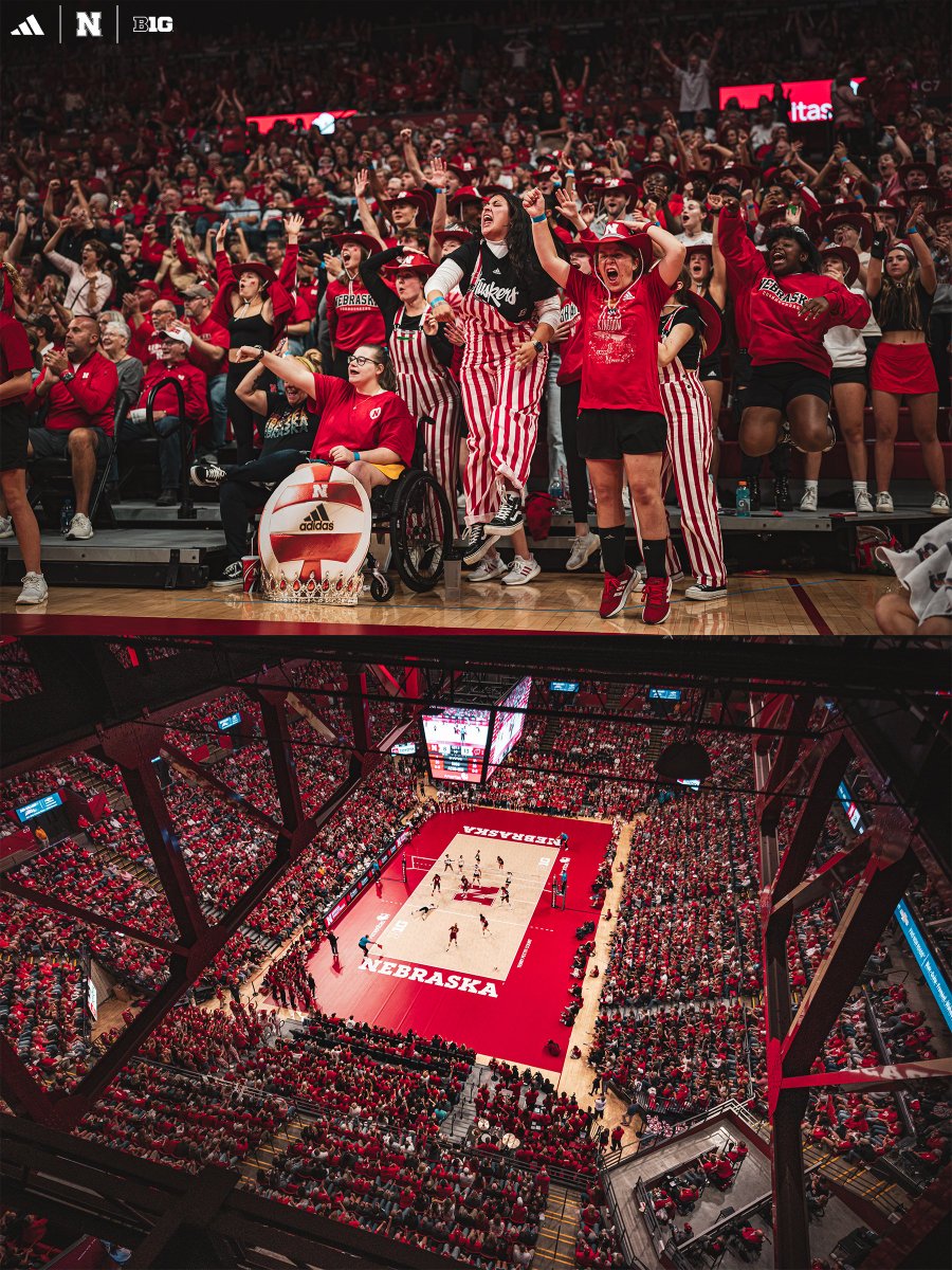 Huskers's tweet photo. The energy has been unreal since first serve.

9️⃣,1️⃣9️⃣8️⃣ in the house tonight.

A new Devaney Center record for @HuskerVB. https://t.co/Uq3NoUjMqb