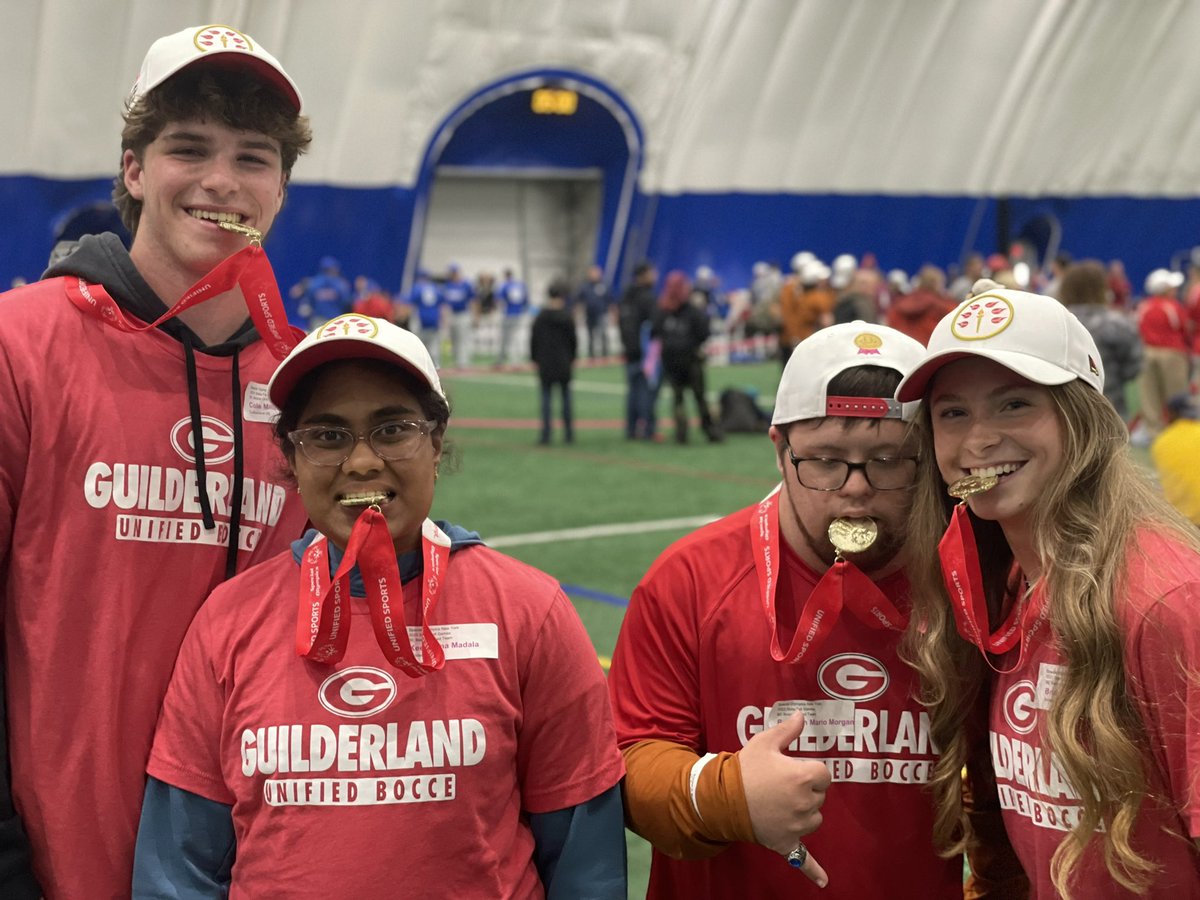 GHS Unified Bocce State Team (Cole, Keerthana, Brandyn, & Brianna) take GOLD 🥇 in their division today. Great day for our dedicated athletes and partners. @GoDutchAthletix @GuilderlandCSD @SpecOlympicsNY @UnifiedSportsNY