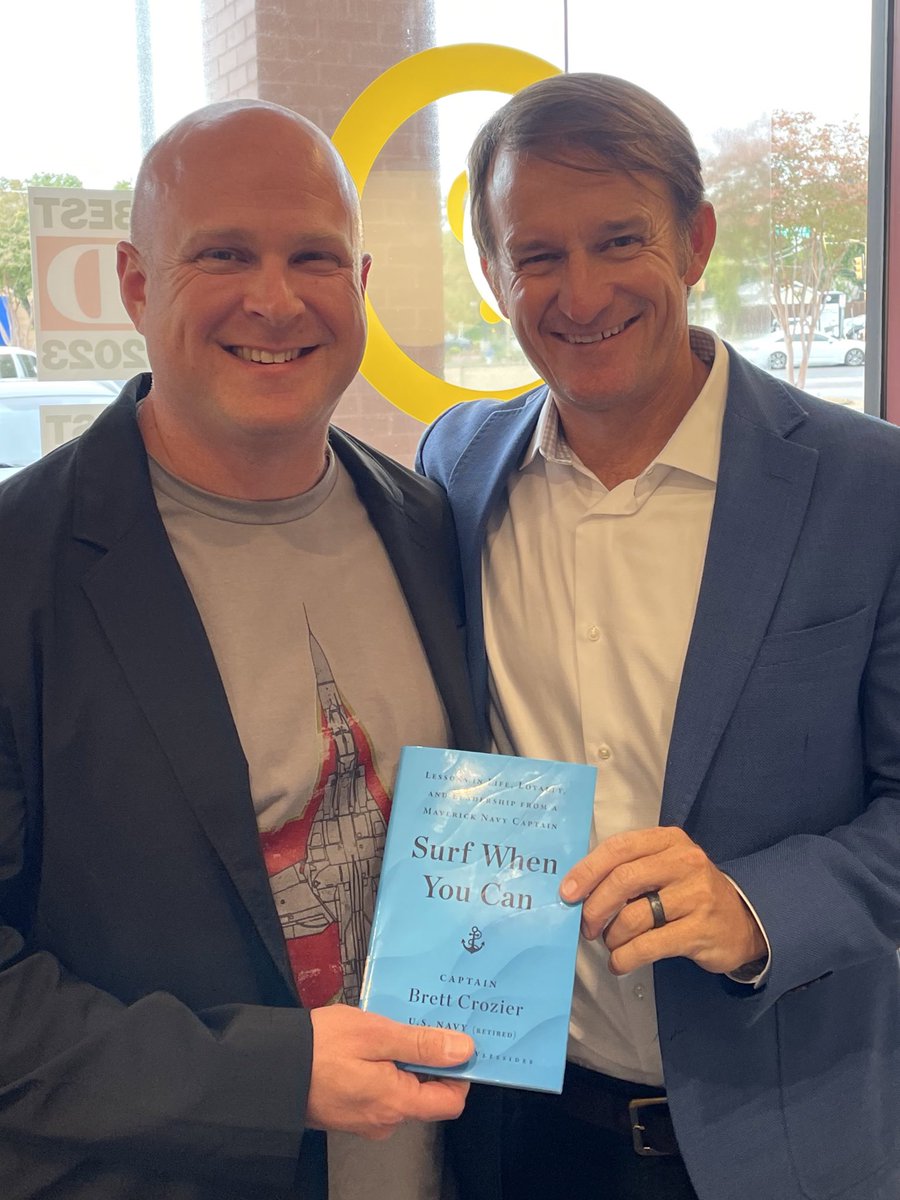 Great catching up with former shipmate, <a href="/BrettECrozier/">Brett Crozier</a> at <a href="/interabangbooks/">Interabang Books</a> tonight. If you haven’t yet, pick up your copy of #SurfWhenYouCan for life lessons from a maverick Navy Captain!