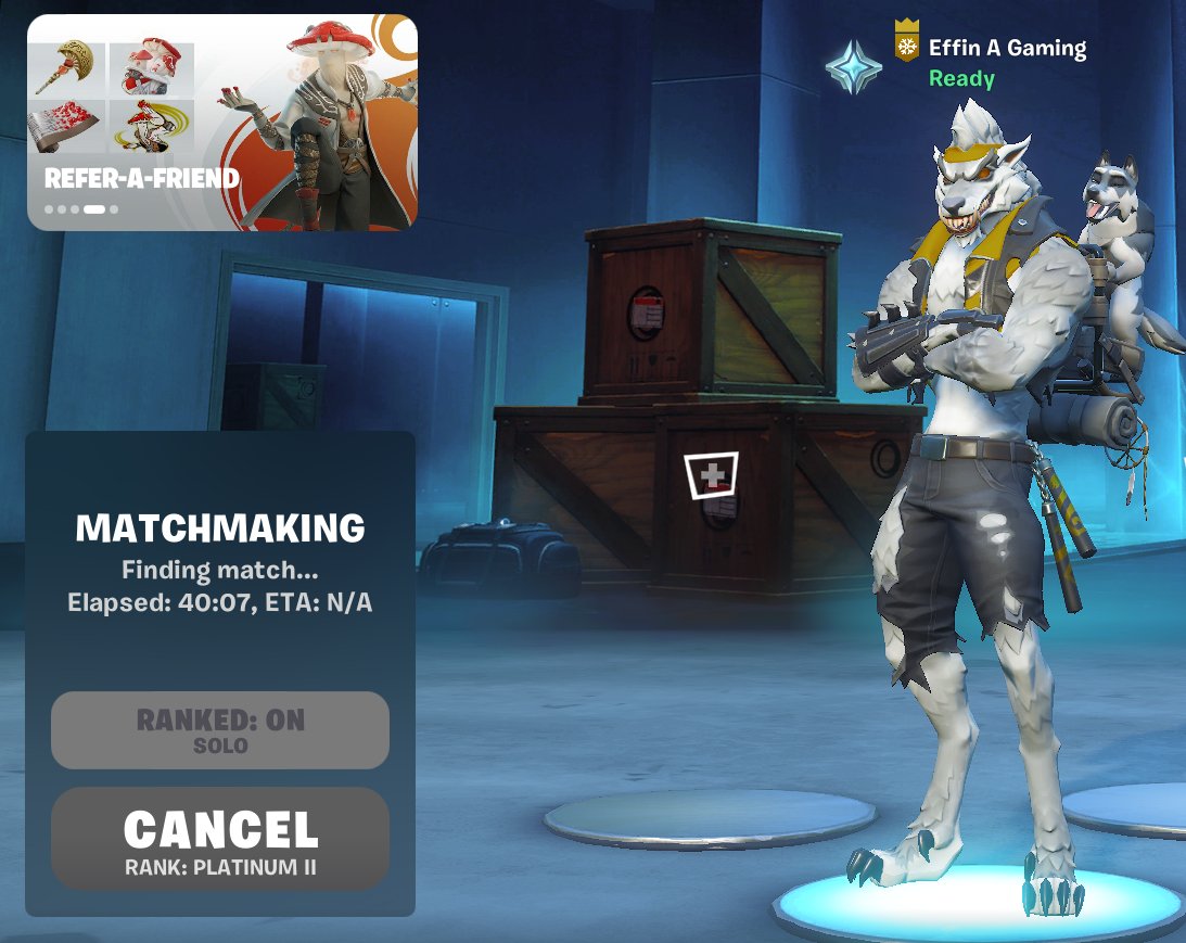 Effin_A_tweets's tweet photo. @FNLeaksAndInfo According to the wait times and this fancy @TimSweeneyEpic @FortniteGame #LobbySimulator .... nowhere if these wait times have anything to do with it... https://t.co/Fpu77V5tDf