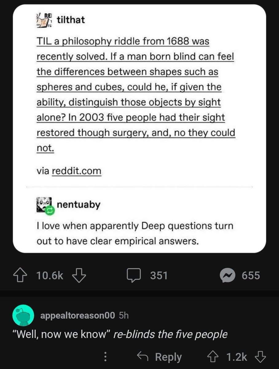 averygrrl's tweet photo. A philsophy riddle from 1688 was solved in 2003
#postception (reddit to tumblr to tumblr to reddit to x) https://t.co/HzpPBfr5fu
