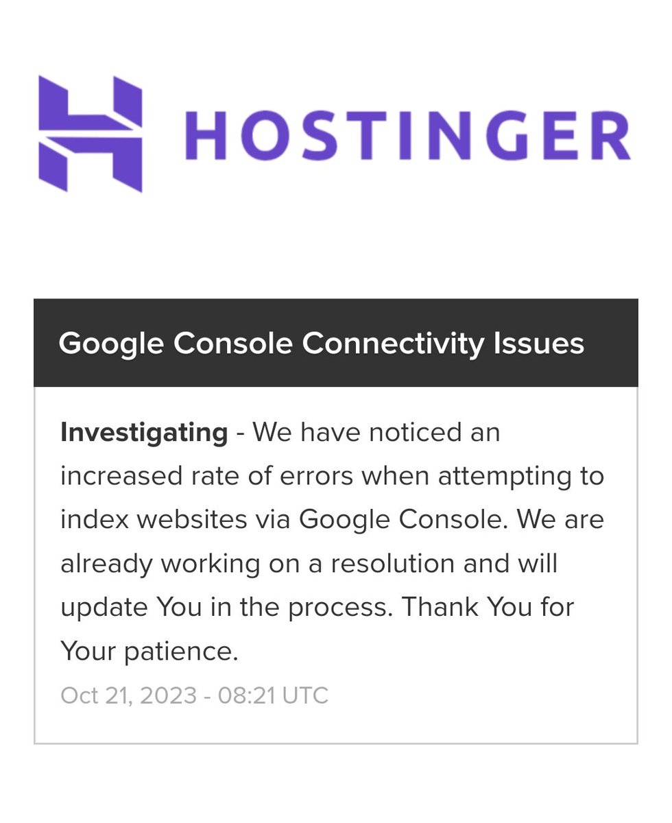 Balaji_k_18's tweet image. Latest update from @Hostinger #hostinger #Google #googleissue #crawlissue
