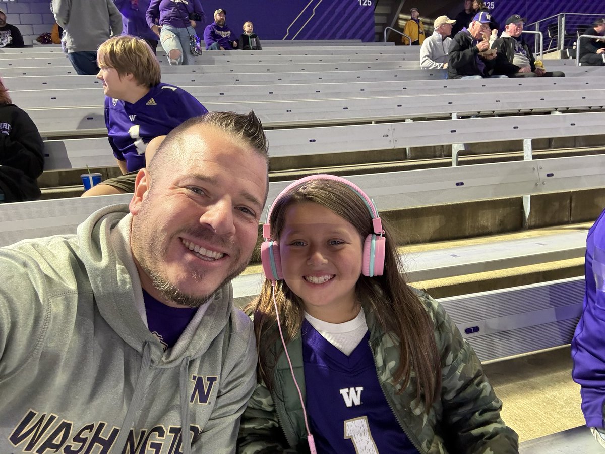 matthewcornwall's tweet photo. Daughter and I at the UW vs ASU game. Go DAWGS! #PurpleReign #GoHuskies #UW #HuskiesFootball #UW_Football #USvsUS https://t.co/lL6GCXmXc8