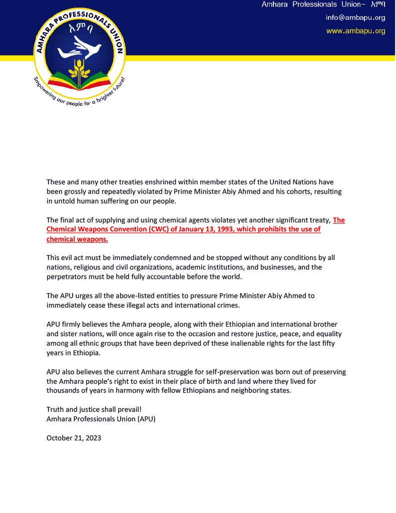 Amhara Professionals Union (APU) tweet media