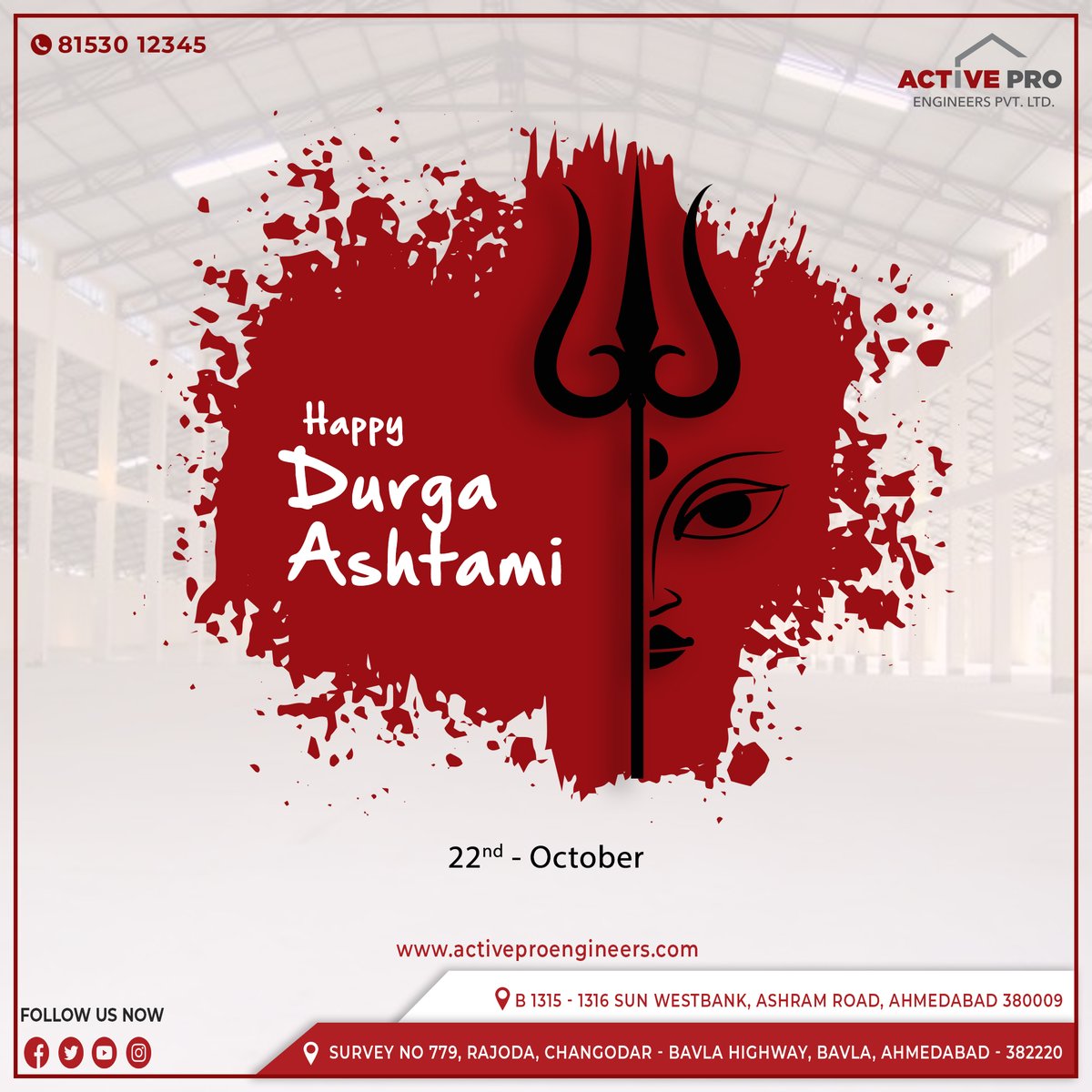 ActiveProEng's tweet image. 🏗️ Active Pro Engineers extend warm wishes for a prosperous Durga Ashtami! May you engineer success and strength in all your endeavors. 💪

#ActiveProEngineers #DurgaAshtami #EngineeringSuccess