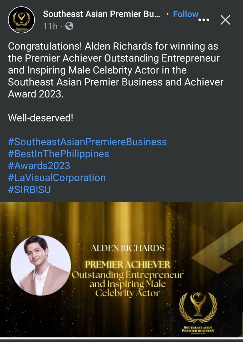 kat❤️ (@nayeorfj) on Twitter photo " Congratulations! Alden Richards for winning as the Premier Achiever Outstanding Entrepreneur and Inspiring Male Celebrity Actor in the Southeast Asian Premier Business and Achiever Award 2023! "
Congrats ritsard ❤️ <a href="/aldenrichards02/">Alden Richards</a> #FiveBreakupsAndARomance " Congratulations! Alden Richards for winning as the Premier Achiever Outstanding Entrepreneur and Inspiring Male Celebrity Actor in the Southeast Asian Premier Business and Achiever Award 2023! "
Congrats ritsard ❤️ <a href="/aldenrichards02/">Alden Richards</a> #FiveBreakupsAndARomance