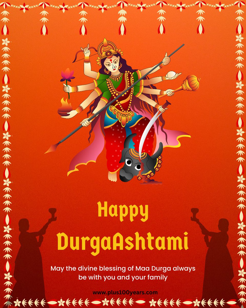 plus100years's tweet photo. Durga Ashtami wishes to all

visit https://t.co/EOtGJfljuD

#plus100years #durgaashtami #DurgaPuja2023 https://t.co/hBxdotCwjZ