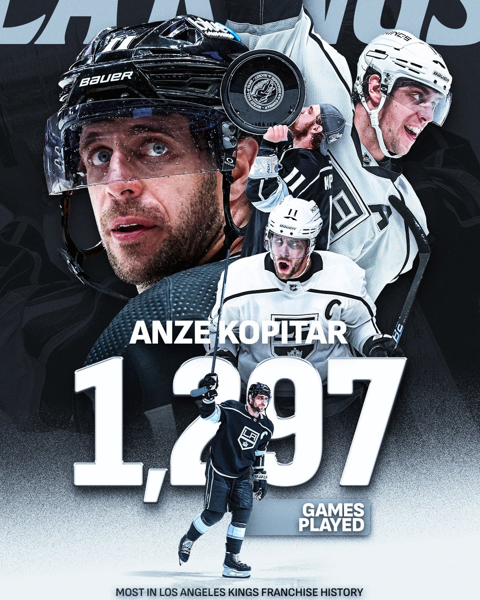 1,297 NHL games played. All with the <a href="/LAKings/">LA Kings</a>. 👑

Congratulations to the new franchise leader for games played, <a href="/AnzeKopitar/">Anze Kopitar</a>!