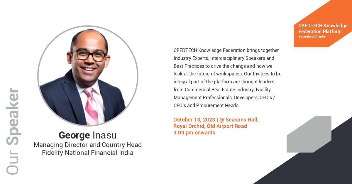 tech_cred2020's tweet photo. CREDTECH Knowledge Federation | Bengaluru Chapter | October 13, 2023

George Inasu, Managing Director and Country Head, Fidelity National Financial

https://t.co/KF1LI1tsaN https://t.co/GusvI410Jp