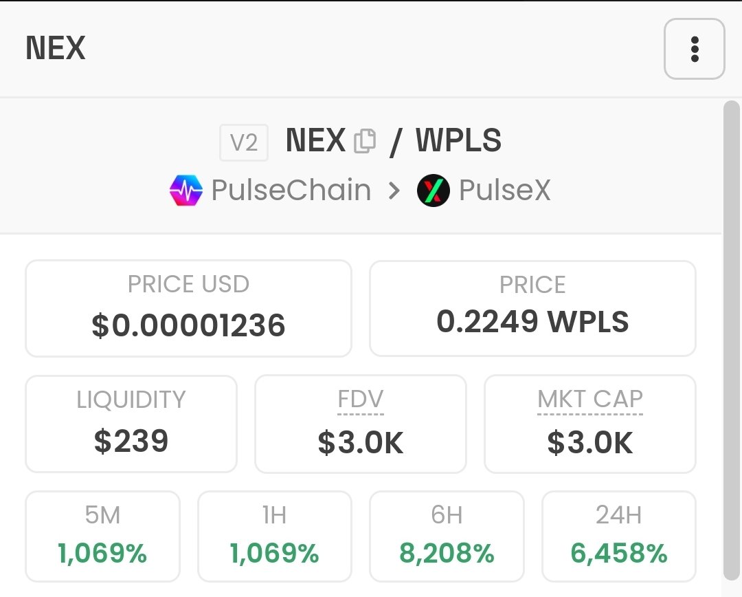 Nex is up over 6000% ! 

#XEN #PXEN #PULSECHAIN