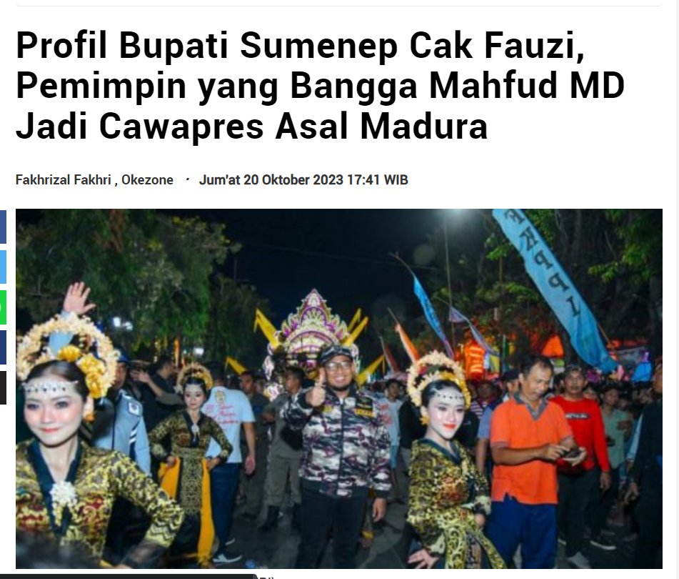 Ini contoh orang baik ngomongin orang baik! Cak <a href="/achmadfauzi_wy/">Achmad Fauzi Wongsoyudo SH. MH</a> yg mulai bersinar krn prestasinya di Sumenep, mengapresiasi Pak <a href="/mohmahfudmd/">Mahfud MD</a> sosok senior asal Madura yg lebih dulu malang melintang di perpolitikan nasional. Semoga istiqomah orang baik!