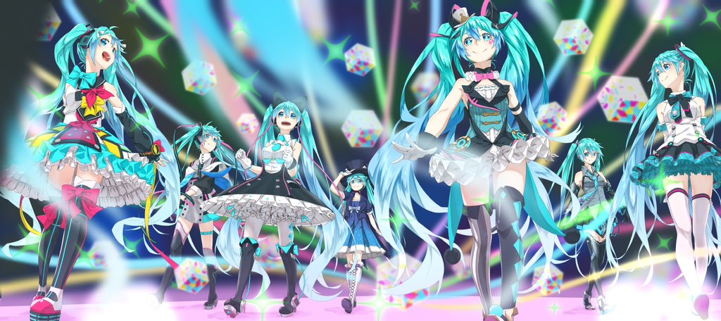初音ミク ,magical_mirai_miku 「#とにかくワチャーッと集合してる絵を晒す見た人もやる ミクさんのはマジミラ201」|ケルのイラスト