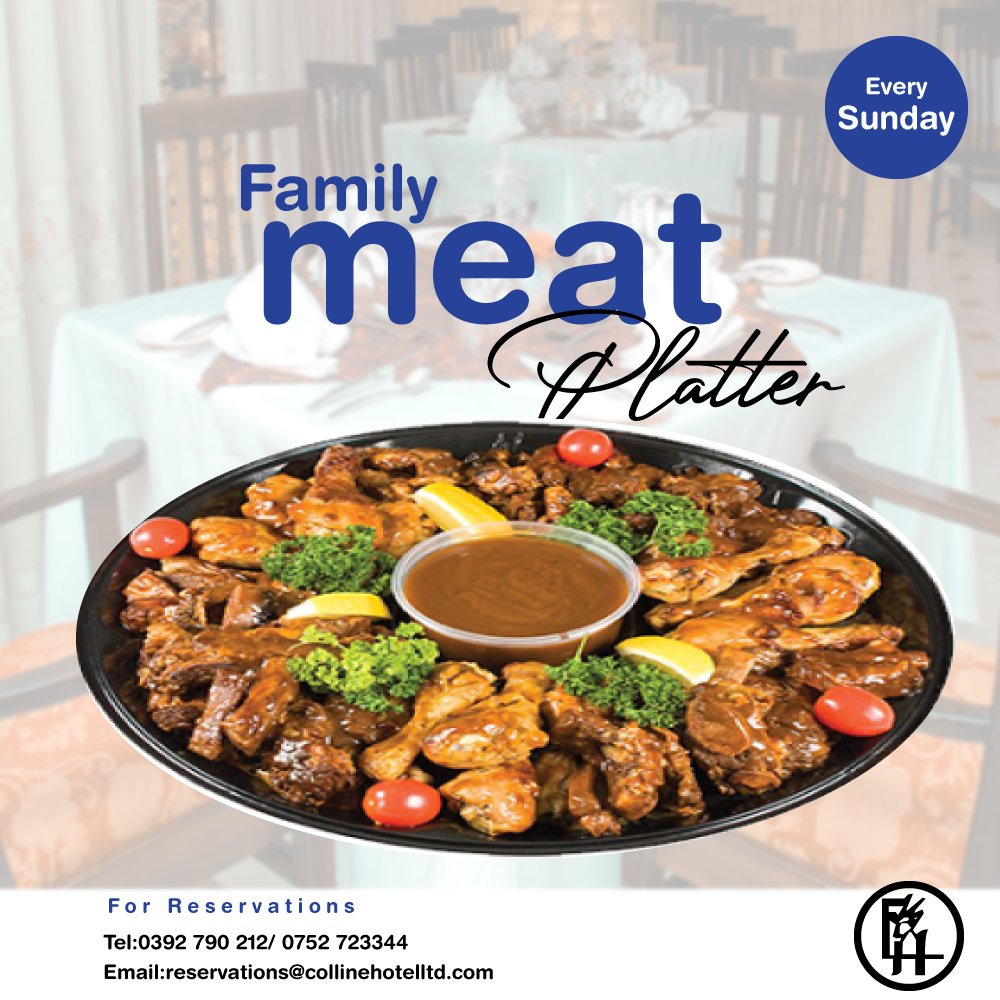 CollineHotelLtd's tweet photo. It's a weekend and that means it's time for some family fun. We've got everything you need for a day of unforgettable memories with our trade-mark MEAT PLATTER #CollineHotelltd #MeatPlatter #FamilyFunDay

For Reservations: - 0752723344 or Email: - reservations@collinehotelltd.com https://t.co/gUQV7ykhb6