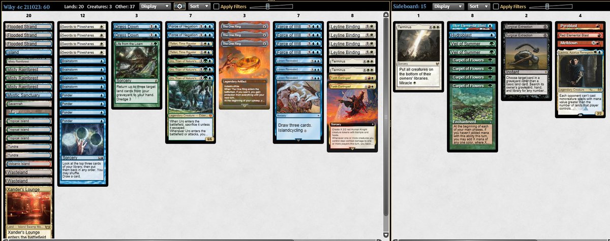 LynxRank1's tweet photo. Top 4 in Sat Legacy Challenge with @WikyonMtgo's list w/ Lavinia over 3rd Pyro in the board. Got a bye, beat 4c 3 times, lost to DD and RW; then beat UB in top 8 before losing to same DD player. Played OK, many obvious mistakes - mostly credit power of list vs U @fireshoes https://t.co/8Cw0ZW0q1E