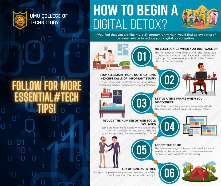 umu_tech's tweet image. Embrace the #DigitalDetoxJourney to disconnect from technology and rediscover life. Set goals, choose a timeframe, plan mindful activities, communicate, disable notifications, and stay committed. It's time to be #NotificationFree and enjoy a more fulfilling, offline life. 📵💫