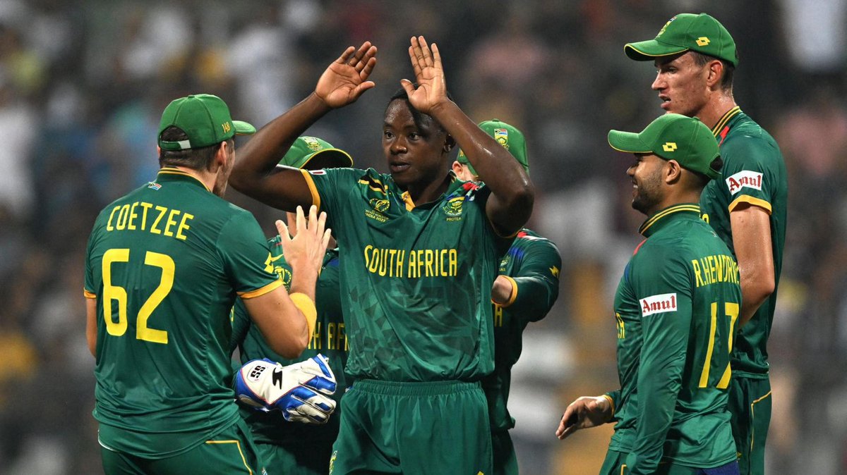 CyrilRamaphosa's tweet photo. Warm congratulations to the Proteas on their record win over England in the ICC World Cup tournament yesterday. The nation wish you further victories on your way to the final. Between the #Proteas and the #Springboks, our national teams are inspiring people all over the world and making all of us deeply proud.