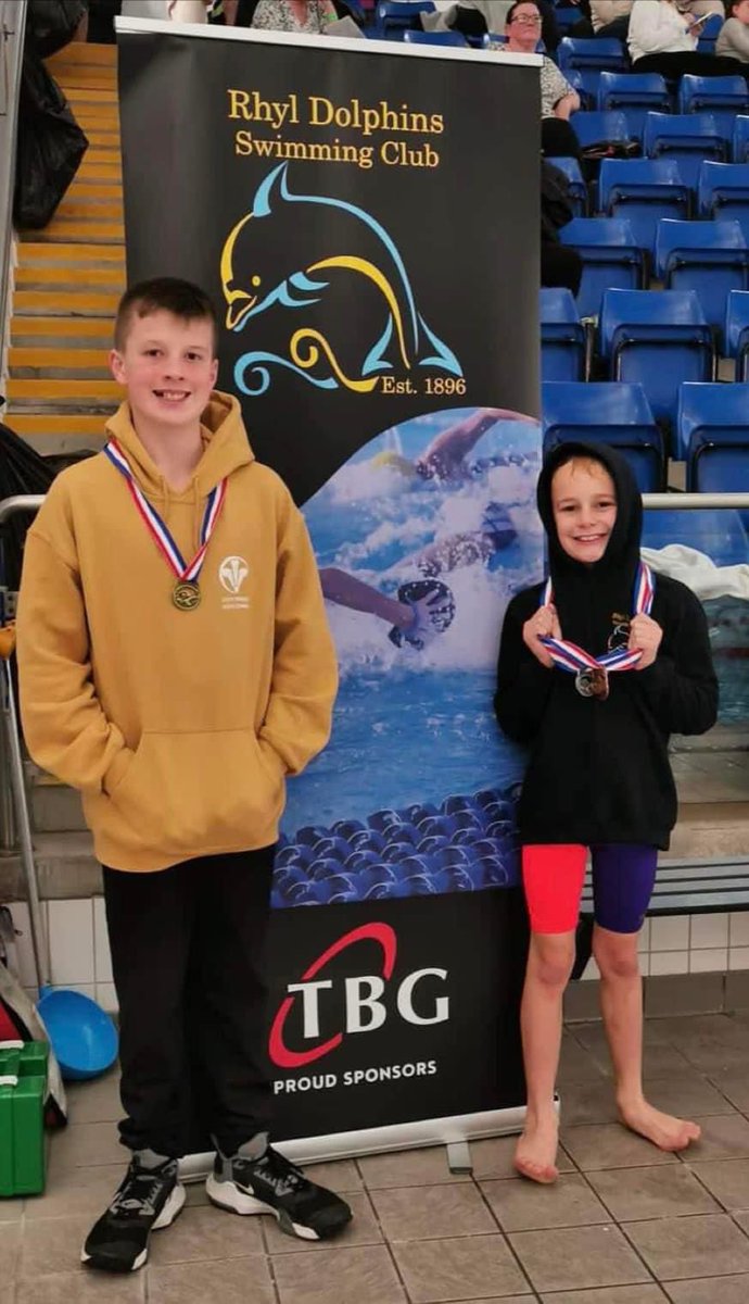 gaznuts's tweet photo. Well done to Thomas and Harri yesterday at the Autumn meet in Llandudno. Thomas came away with 2 gold medals &amp; Harri a silver and 3 bronze. Fantastic swimming both of you. Good luck today! A special thanks goes out to our sponsors @TBrownGroup for our new banners @RhylDolphinsSC https://t.co/GkIs60u5dR