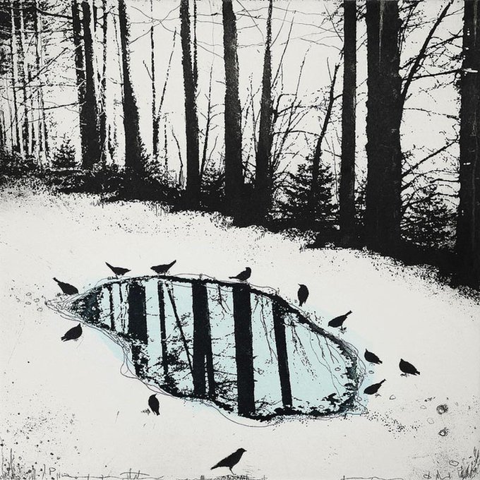 womensart1's tweet photo. 'The puddle bathers' by contemporary Glasgow printmaker Fiona Watson #WomensArt https://t.co/DgLuVJwa3y